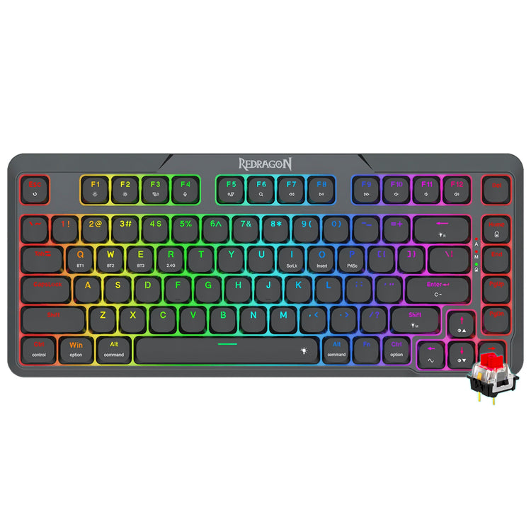 Teclado Gamer Redragon K706RGB-PRO Aether Pro Wireless / RGB / RED / Inglês - Preto