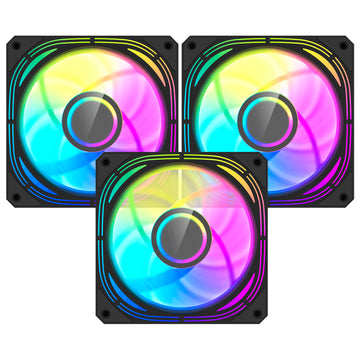 Cooler para Gabinete DarkFlash 12X12 ARGB Preto - Kit com 3