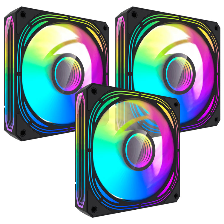 Cooler para Gabinete DarkFlash 12X12 ARGB Preto - Kit com 3