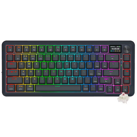 Teclado Gamer Mecânico Redragon K708-RGB-PRO Flekact Pro Wireless / RGB / LCD / Inglês - Preto