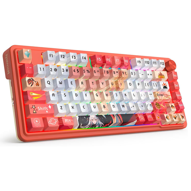 Teclado Gamer Mecânico Redragon K673AK-RGB-PRO Eisa Ucal Pro Wireless / RGB / Inglês - Vermelho