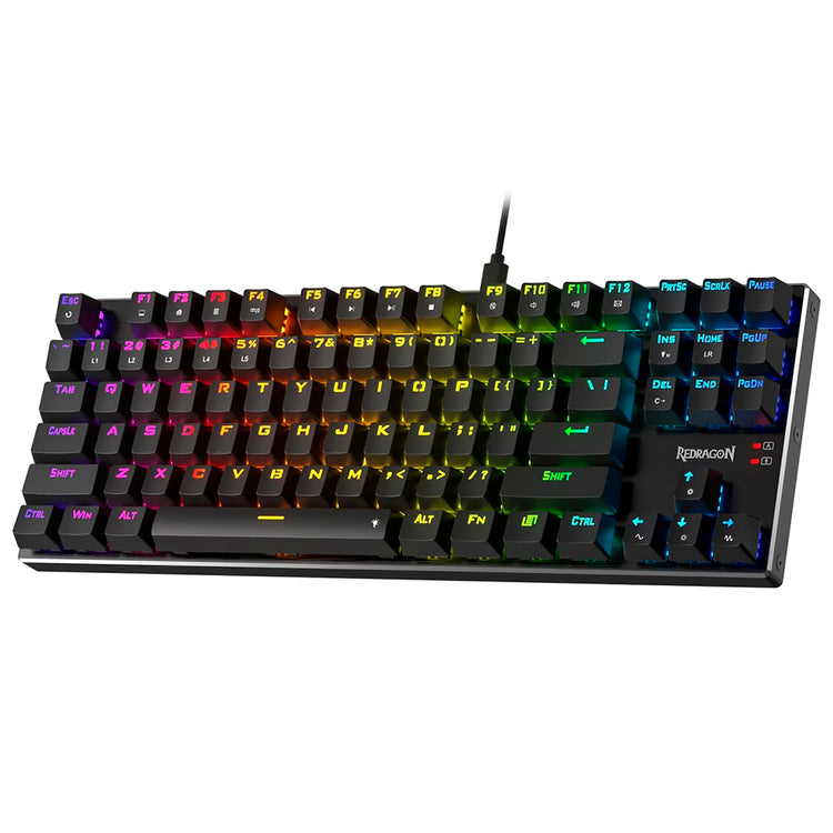 Teclado Gamer Mecânico Redragon K660-RGB Dharma TKL USB / RGB / RED / Inglês - Preto