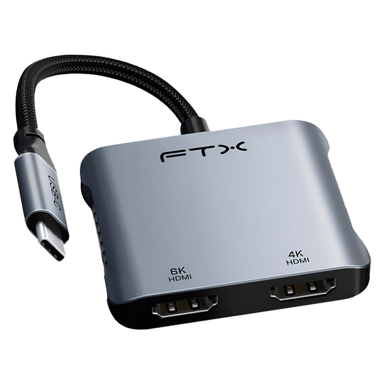 Hub USB-C FTX CT-CM2H8K-AG 115588 4 Portas / 2 HDMI / USB / USB-C Fêmea - Cinza