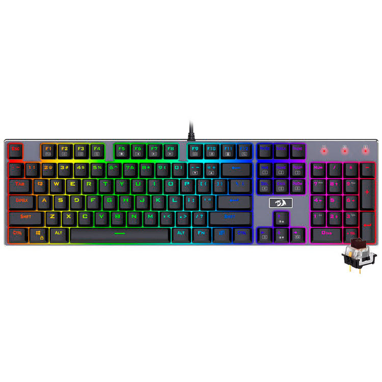 Teclado Gamer Mecânico Redragon K556RGB Devarajas USB / RGB / Red / Inglês - Preto