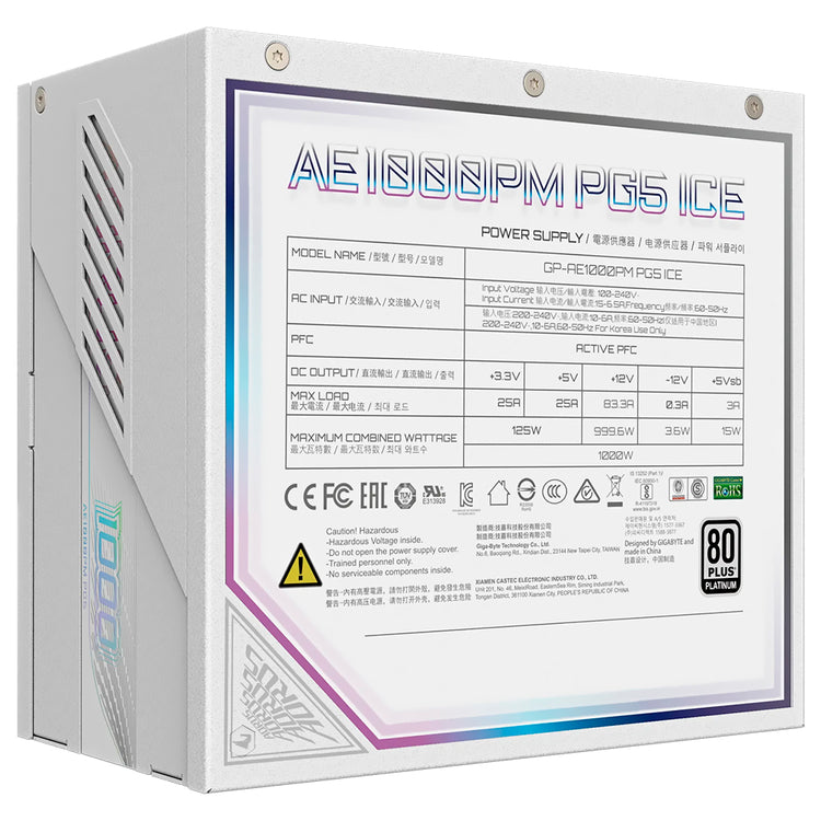 Fonte de Alimentação Gigabyte AORUS Elite P1000W PG5 ICE ATX 3.1 / Modular / 80 Plus Platinum / Bivolt