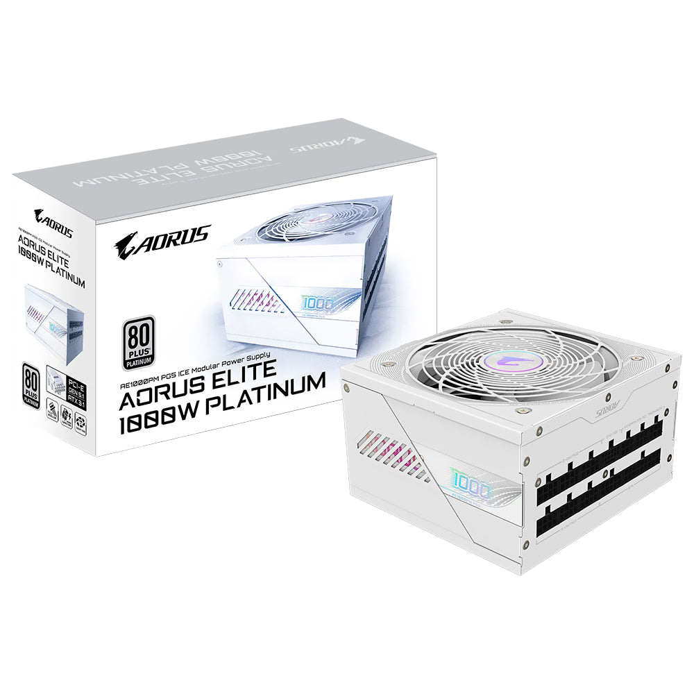 Fonte de Alimentação Gigabyte AORUS Elite P1000W PG5 ICE ATX 3.1 / Modular / 80 Plus Platinum / Bivolt