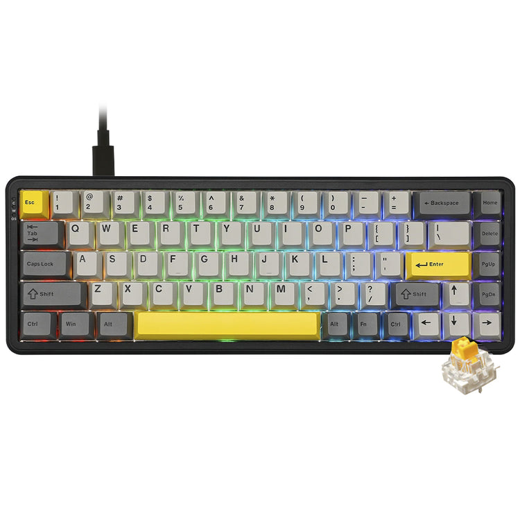 Teclado Gamer Mecânico Ajazz AK680 Max Nacodexx Mini USB / RGB / Inglês - Preto / Cinza