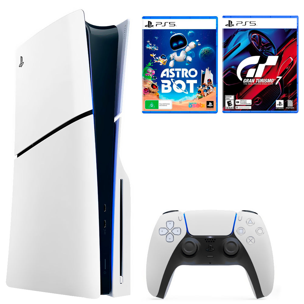 Console Sony PlayStation 5 Slim 1TB / Standard Edition / Bivolt - Branco + Jogo Astro Bot / Gran Turismo 7