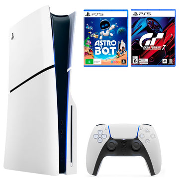 Console Sony PlayStation 5 Slim 1TB / Standard Edition / Bivolt - Branco + Jogo Astro Bot / Gran Turismo 7