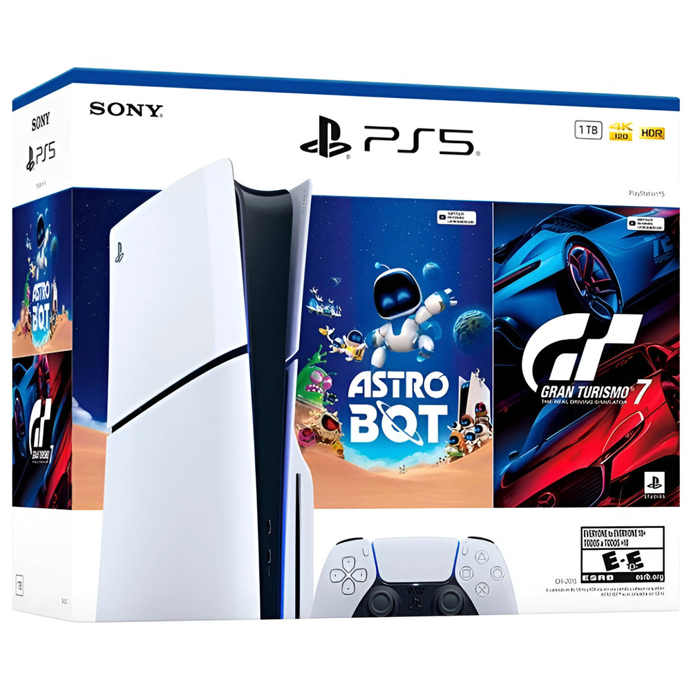 Console Sony PlayStation 5 Slim 1TB / Standard Edition / Bivolt - Branco + Jogo Astro Bot / Gran Turismo 7