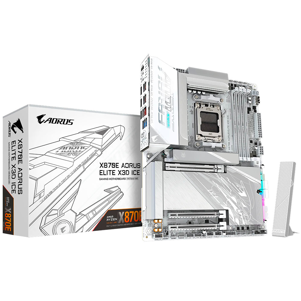 Placa Mãe Gigabyte X870E AORUS Elite X3D Ice Socket AM5 / DDR5