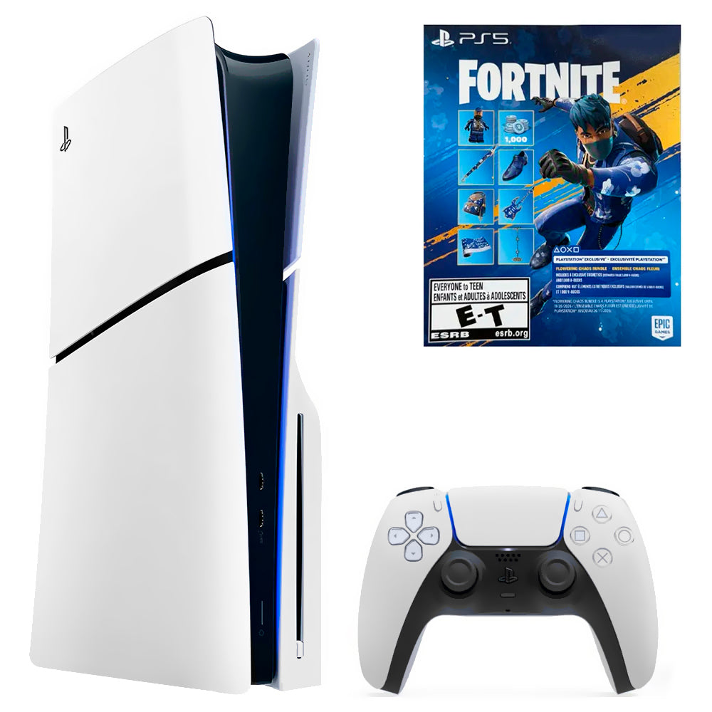 Console Sony PlayStation 5 Slim 1TB / Bivolt - Branco + Jogo Fortnite Flowering Chaos (Americano)