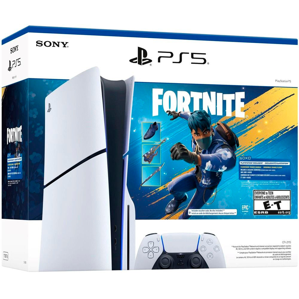 Console Sony PlayStation 5 Slim 1TB / Bivolt - Branco + Jogo Fortnite Flowering Chaos (Americano)