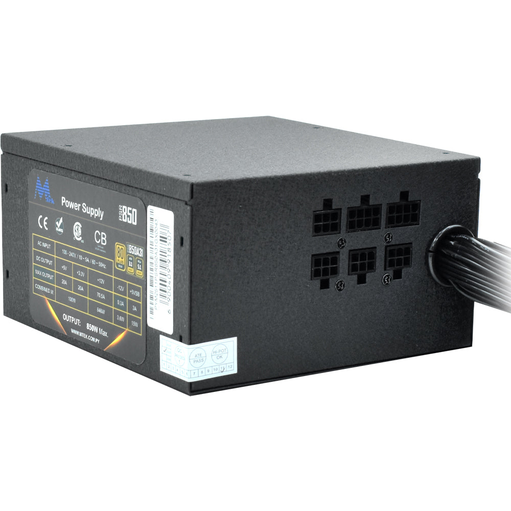 Fonte de Alimentação Mtek 850W ATX 3.1 / Semi Modular / 80 Plus Gold