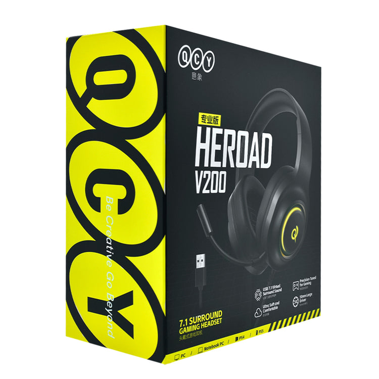 Headset Gamer QCY Heroad V200 / Com Fio - Preto