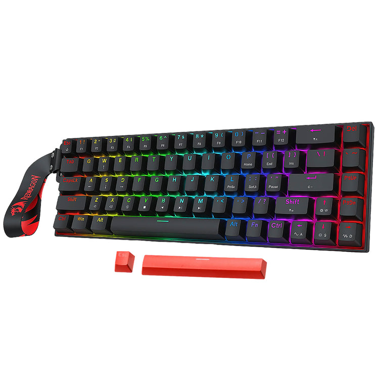 Teclado Gamer Mecânico Redragon Castor Pro Wireless / RGB / Inglês - Preto