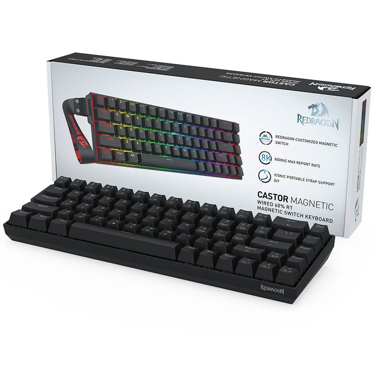 Teclado Gamer Mecânico Redragon Castor Pro Wireless / RGB / Inglês - Preto