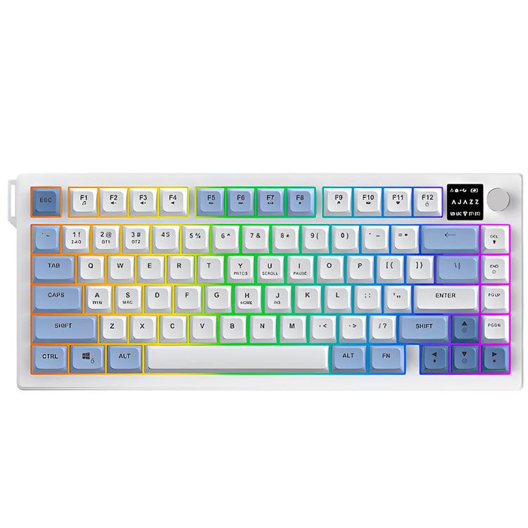 Teclado Gamer Ajazz AF82 Nacodexx Wireless / RGB / Inglês - Azul / Branco