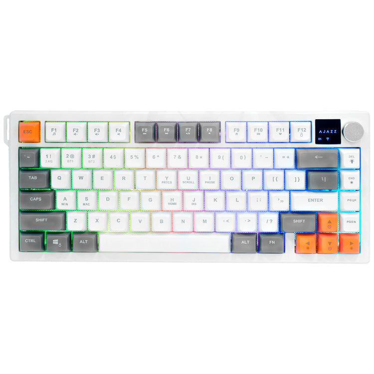 Teclado Gamer Ajazz AF82 Nacodexx Wireless / RGB / Inglês - Cinza / Branco