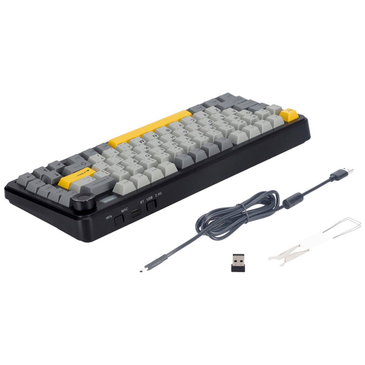 Teclado Gamer Mecânico Ajazz AK820 Max Plus Nacodexx / Maillard / Wireless / RGB / Inglês - Preto / Cinza