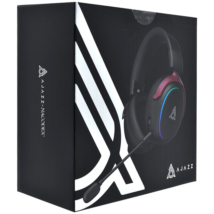 Headset Gamer Ajazz AHW10 RGB / Com Fio - Preto / Vermelho