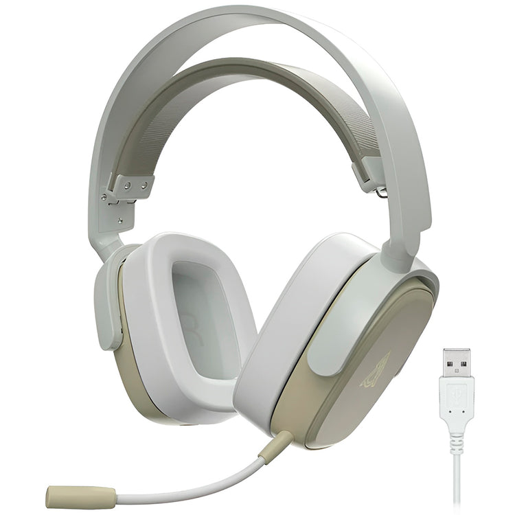 Headset Gamer Ajazz AHM09 Max / Wireless - Cinza / Branco