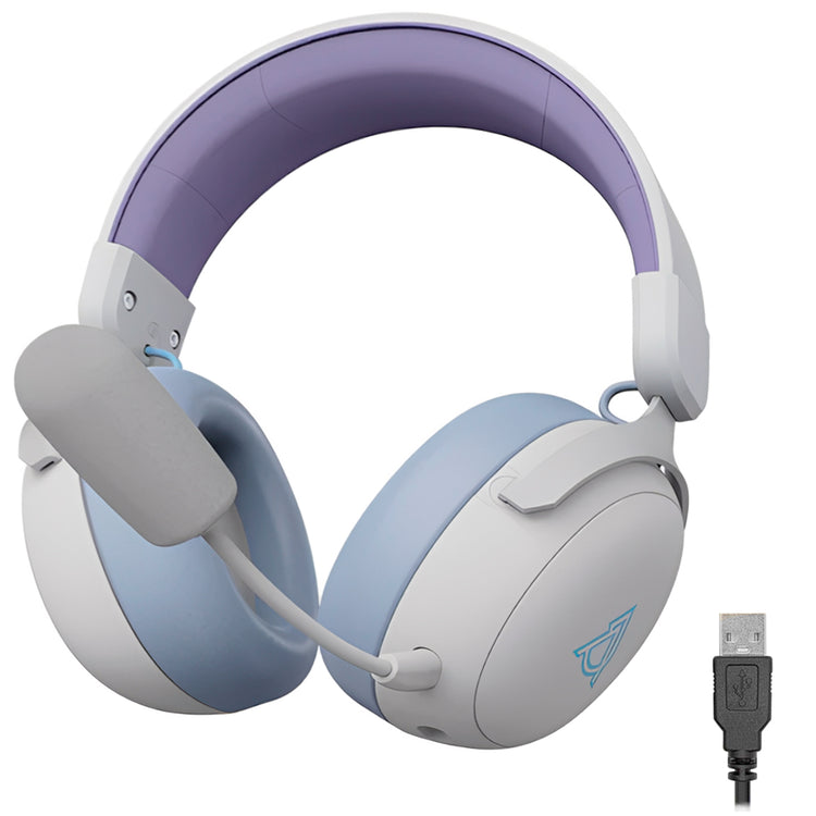 Headset Gamer Ajazz AHM08 Max / Wireless - Branco / Roxo