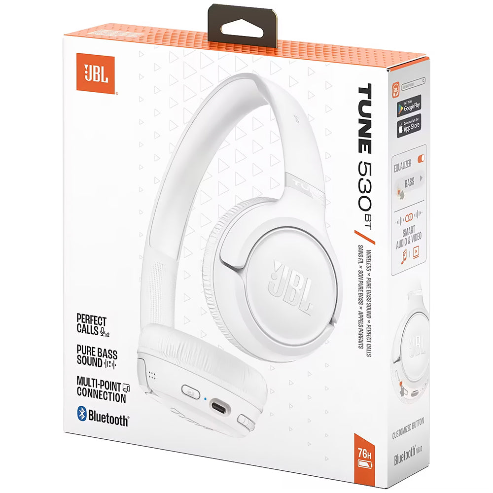Fone de Ouvido JBL Tune T530BT Pure Bass / Bluetooth - Branco