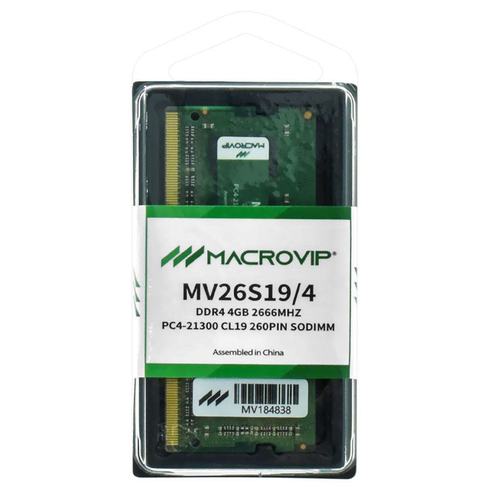 Memória RAM para Notebook Macrovip DDR4 4GB 2666MHz