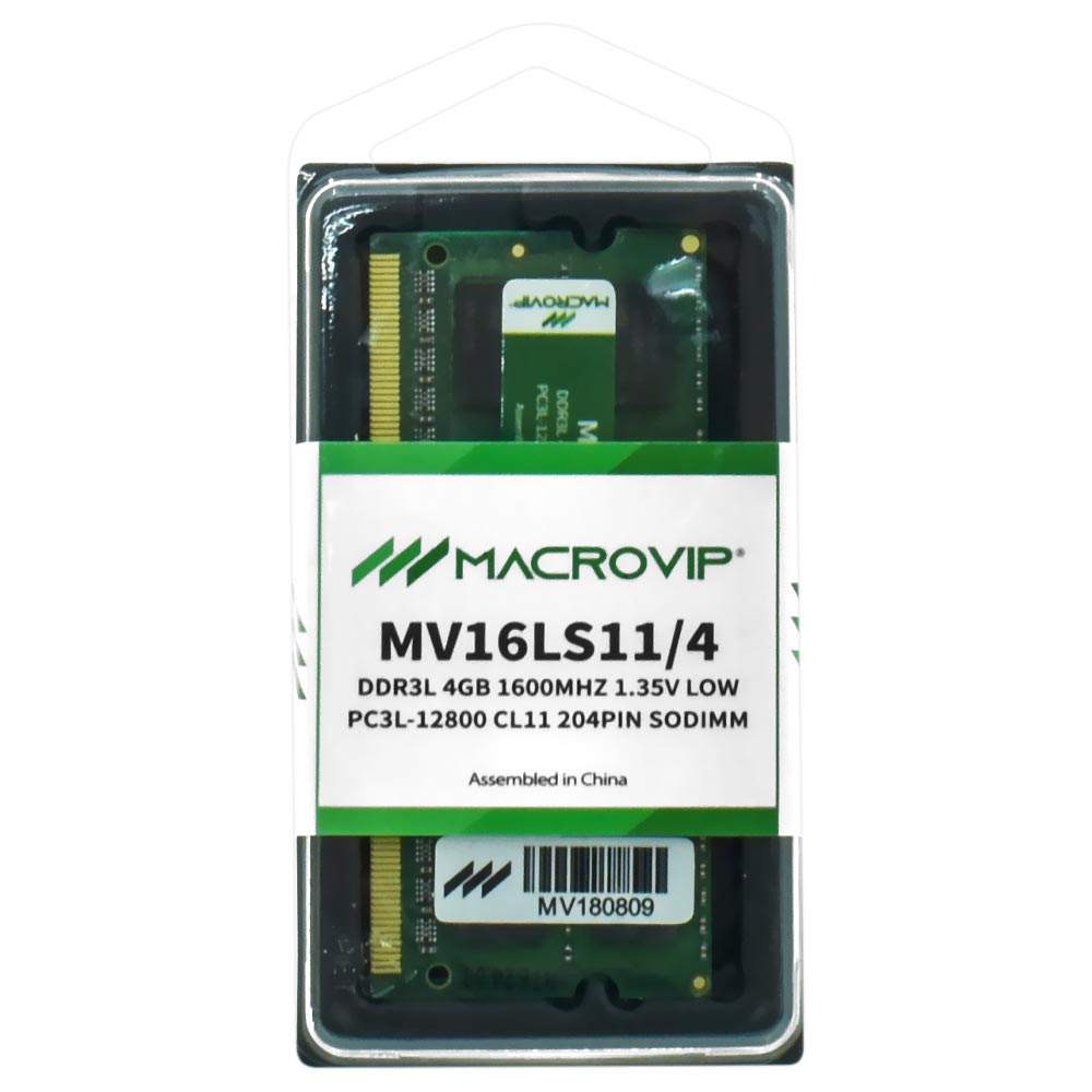 Memória RAM para Notebook Macrovip DDR3L 4GB 1600MHz