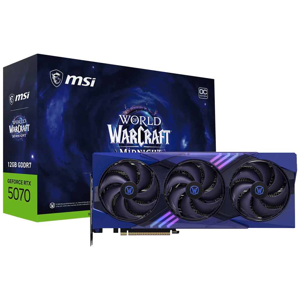 Placa de Vídeo MSI World Of Warcraft Midnight Void Edition OC 12GB GeForce RTX5070 GDDR7