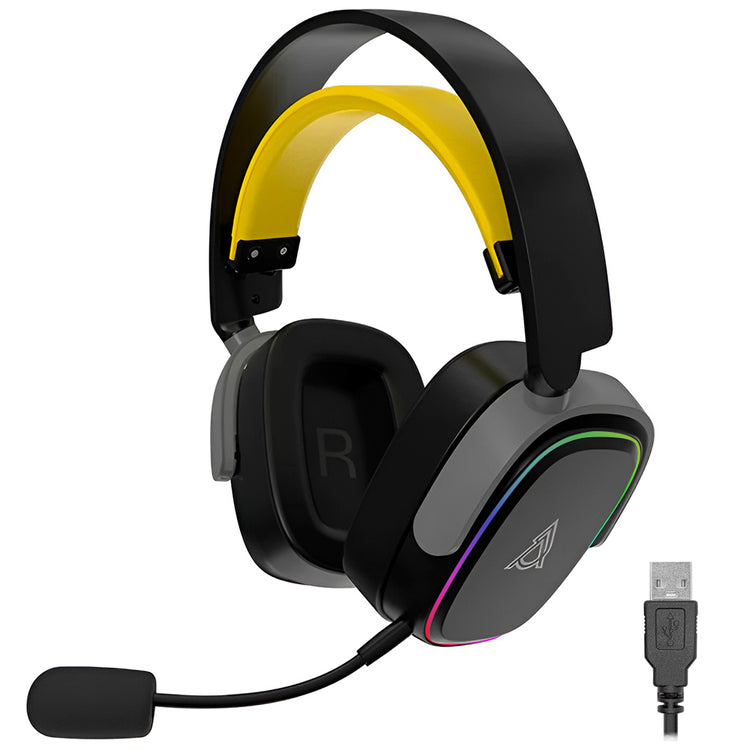 Headset Gamer Ajazz AHM09 Max RGB / Wireless - Preto / Cinza