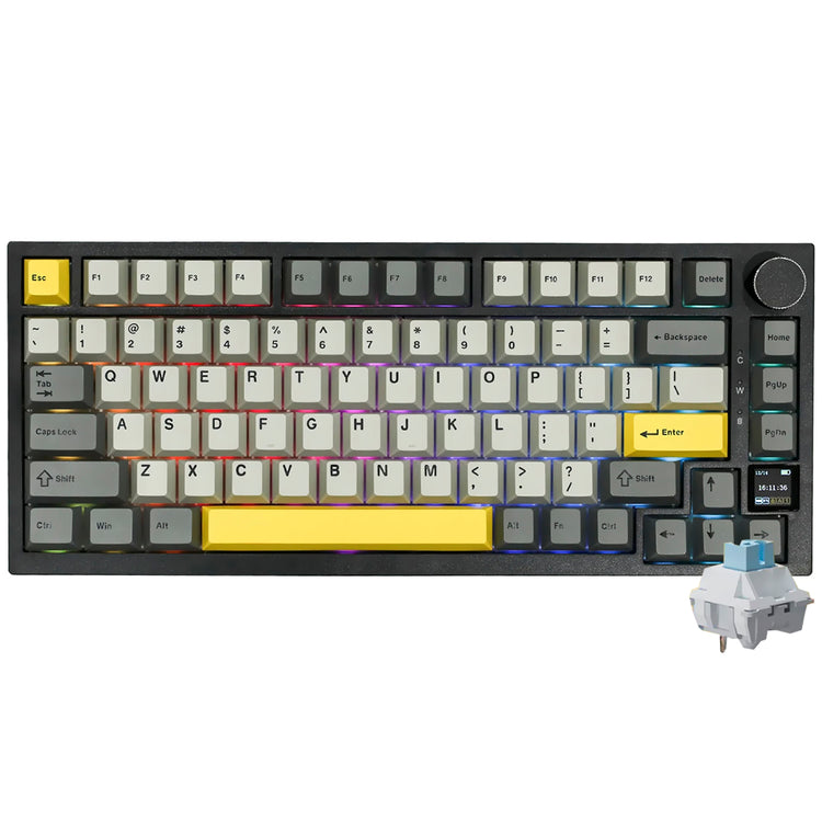 Teclado Gamer Mecânico Ajazz AK820 Pro Nacodexx Wireless / RGB / Flying Fish / Inglês - Preto / Cinza